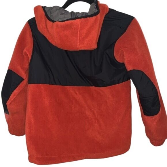 Columbia Youth Reversible Jacket Size 8 Black & Gray With Orange Fleece Liner Ho - Picture 6 of 8